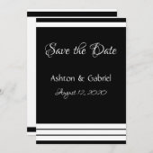 白黒スクリプかわいらしト結婚の セーブザデート (正面/裏面)