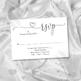 白黒スクリプエレガントトハート 出欠カード