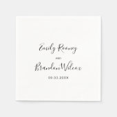 白黒スクリプエレガントトモダン結婚の スタンダードカクテルナプキン (正面)