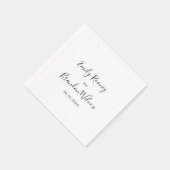 白黒スクリプエレガントトモダン結婚の スタンダードカクテルナプキン (角)