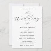 白黒スクリプエレガントトモダン結婚の 招待状 (正面)