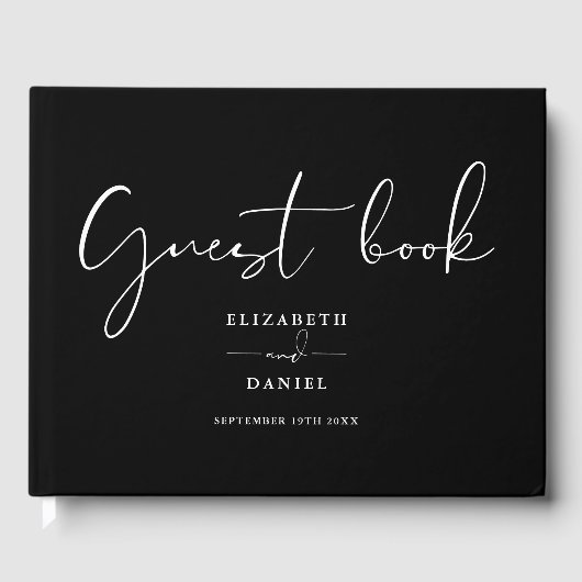 白黒スクリプエレガントト結婚の ゲストブック (正面)