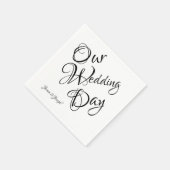 白黒スクリプエレガントト結婚の スタンダードカクテルナプキン (角)