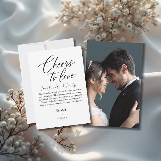 白黒スクリプエレガントト魅力的と写真 サンキューカード