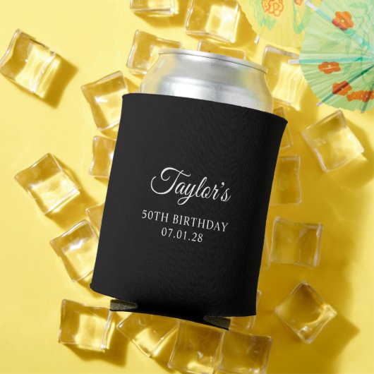 白黒スクリプエレガントト50誕生日 缶クーラー (インサイチュ 夏)