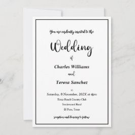 白黒スクリプエレガントト 招待状