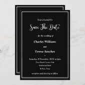 白黒スクリプエレガントト 招待状 (正面/裏面)