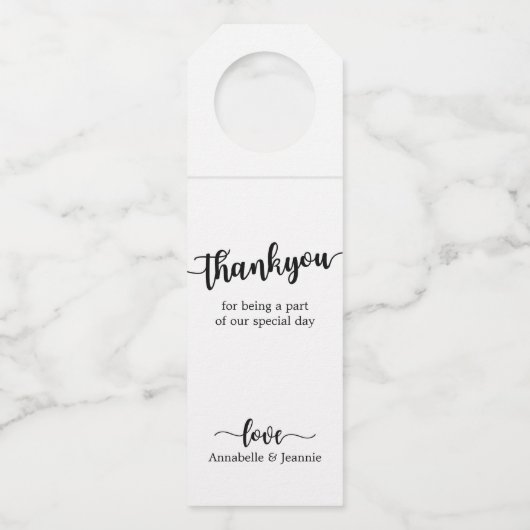 白黒スクリプトありがとう詩結婚の ボトルネックタグ (正面)