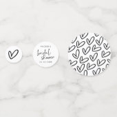 白黒スクリプトとハートブライダルシャワー コンフェッティ (正面)