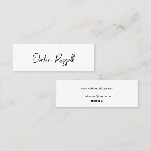 白黒スクリプトのソーシャルメディアネットワーク スキニー名刺 (正面/裏面)