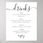 白黒スクリプトのドリンク結婚バーメニュー ポスター (正面)