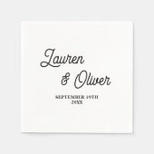 白黒スクリプトのミニマル結婚リスト スタンダードカクテルナプキン (正面)