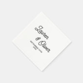 白黒スクリプトのミニマル結婚リスト スタンダードカクテルナプキン (角)