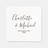 白黒スクリプトのミニマル結婚リスト スタンダードカクテルナプキン (正面)