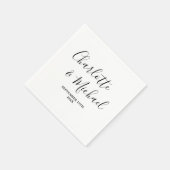 白黒スクリプトのミニマル結婚リスト スタンダードカクテルナプキン (角)