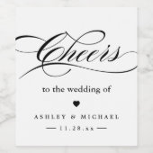 白黒スクリプトの応援結婚を ワインラベル (シングルラベル)