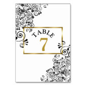 白黒スクリプトの結婚テーブル番号カード テーブルナンバー (裏面)