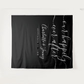 白黒スクリプトの結婚フォトブースのプロップ タペストリー (正面(横))