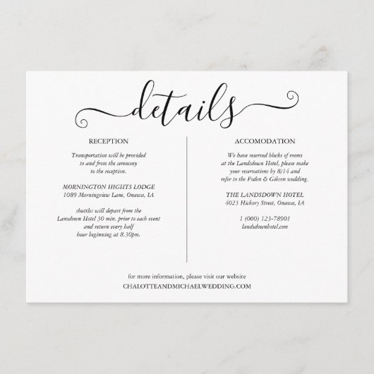 白黒スクリプトの結婚詳細情報 エンクロージャーカード (正面)