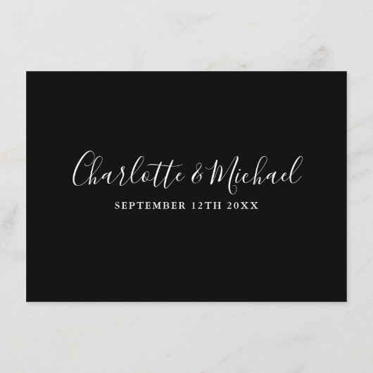 白黒スクリプトの結婚詳細情報 エンクロージャーカード (裏面)