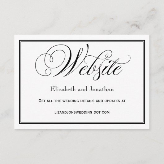 白黒スクリプトの結婚Webサイトカード エンクロージャーカード (正面)