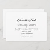 白黒スクリプトウェディング日付を保存 招待状 (正面/裏面)