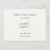 白黒スクリプトウェディング日付を保存 案内ポストカード (正面)