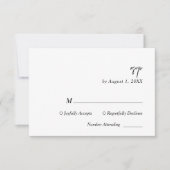 白黒スクリプトウェディングRSVPカード 出欠カード (正面)