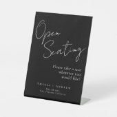 白黒スクリプトエレガントなウェディングオープンシーティング 台座サイン (正面)