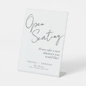 白黒スクリプトエレガントなウェディングオープンシーティング 台座サイン (正面)