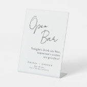 白黒スクリプトエレガントなウェディングオープンバー 台座サイン (正面)