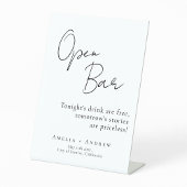 白黒スクリプトエレガントなウェディングオープンバー 台座サイン