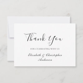 白黒スクリプトエレガントなウェディングサンキューカード サンキューカード