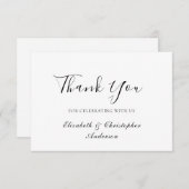 白黒スクリプトエレガントなウェディングサンキューカード サンキューカード (正面/裏面)