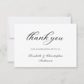 白黒スクリプトエレガントなウェディングサンキューカード サンキューカード (正面)