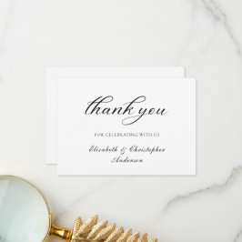 白黒スクリプトエレガントなウェディングサンキューカード サンキューカード