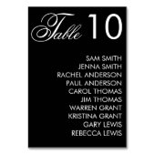 白黒スクリプトエレガントウェディングレセプション テーブルナンバー (正面)