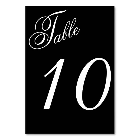 白黒スクリプトエレガントウェディングレセプション テーブルナンバー (正面)