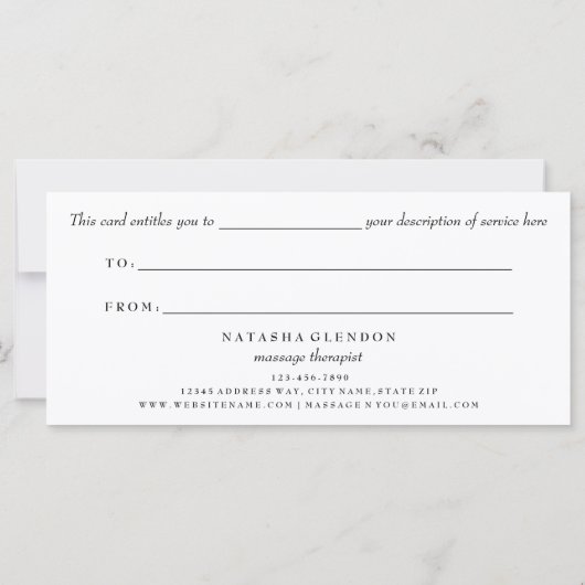 白黒スクリプトエレガントギフト証明書 (裏面)