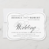 白黒スクリプトエレガント結婚式招待状 招待状 (正面)
