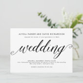 白黒スクリプトエレガント結婚式招待状 招待状 (スタンド正面)