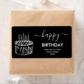 白黒スクリプトカジュアルの種類のハッピーバースデー ラベル (インサイチュ)