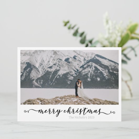 白黒スクリプトクリスマスカード シーズンカード (スタンド正面)