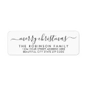 白黒スクリプトクリスマス差出人住所ラベル ラベル (正面)