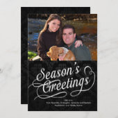 白黒スクリプトシーズンのグリーティングフォトカード シーズンカード (正面/裏面)