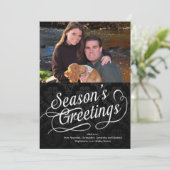 白黒スクリプトシーズンのグリーティングフォトカード シーズンカード (スタンド正面)