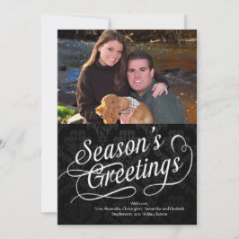 白黒スクリプトシーズンのグリーティングフォトカード シーズンカード