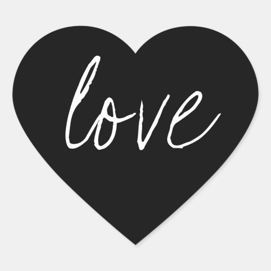 白黒スクリプトステッカー愛 ハートシール (正面)