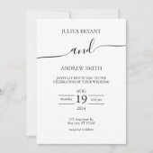 白黒スクリプトタイポグラフィ結婚の 招待状 (正面)