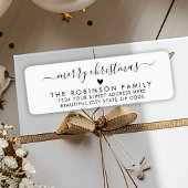 白黒スクリプトハートクリスマス差出人住所 ラベル